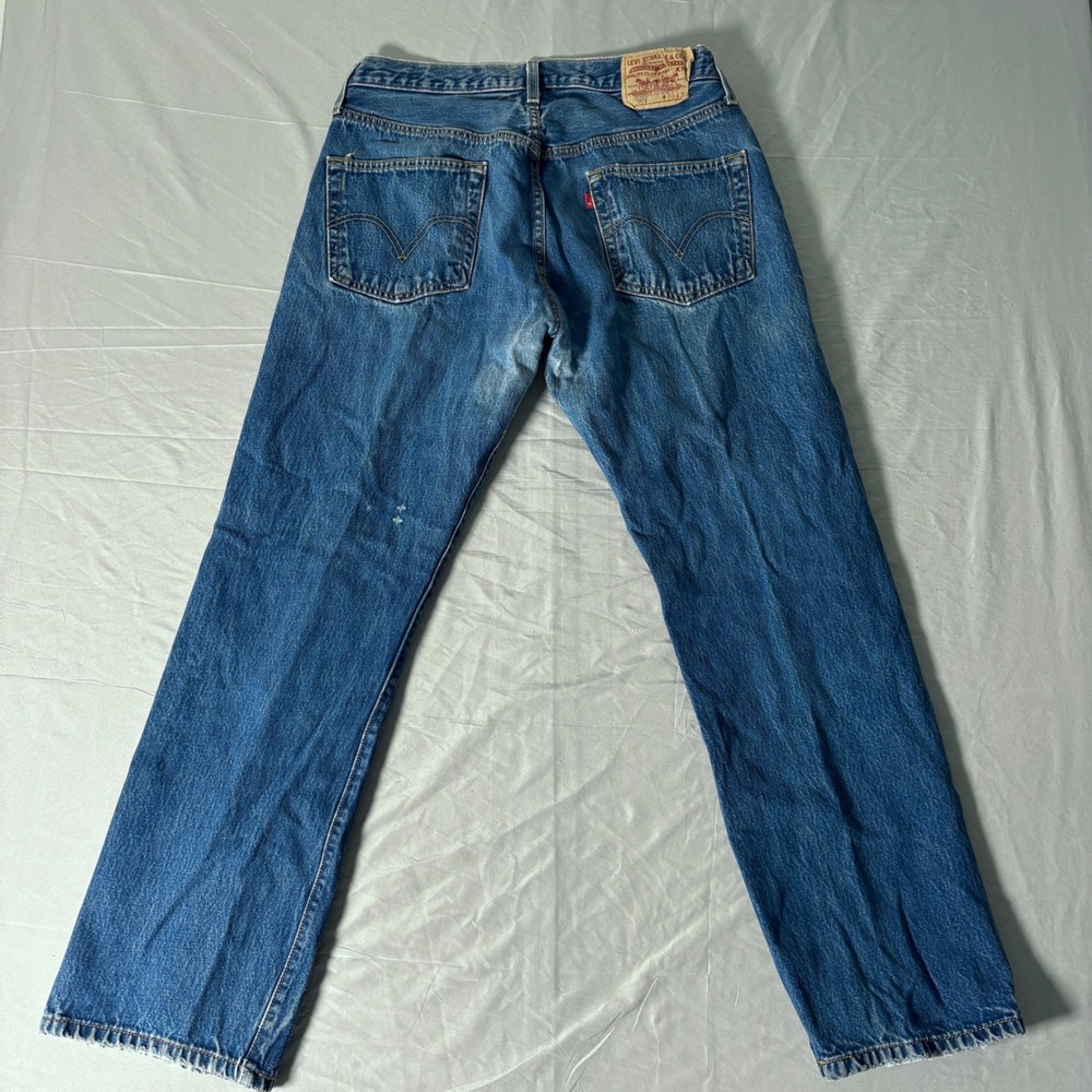 Levis VTG 501 Mens Straight Leg Button Fly Blue Denim Jeans 36x32 Medium Wash - Picture 8 of 8